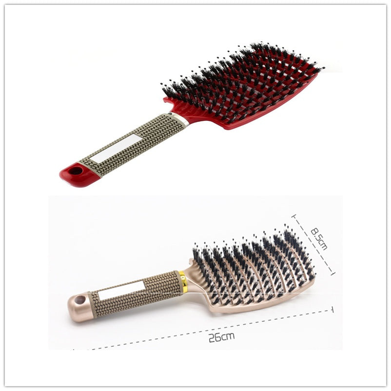 Black HLP Medical Supplies anti-knot hairbrush with nylon bristles, scalp massage design, detangler comb for women, beauty hair tool