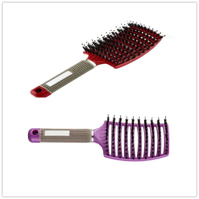 Black HLP Medical Supplies hairbrush with nylon bristles, detangler design, scalp massage features, ideal for women’s hair care.