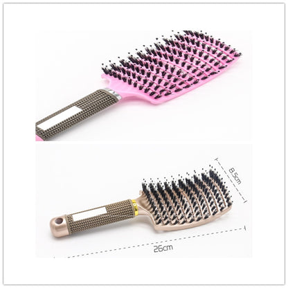 HLP Medical Supplies anti-knot hairbrush for women with nylon bristles, scalp massage, detangling, and teasing features.