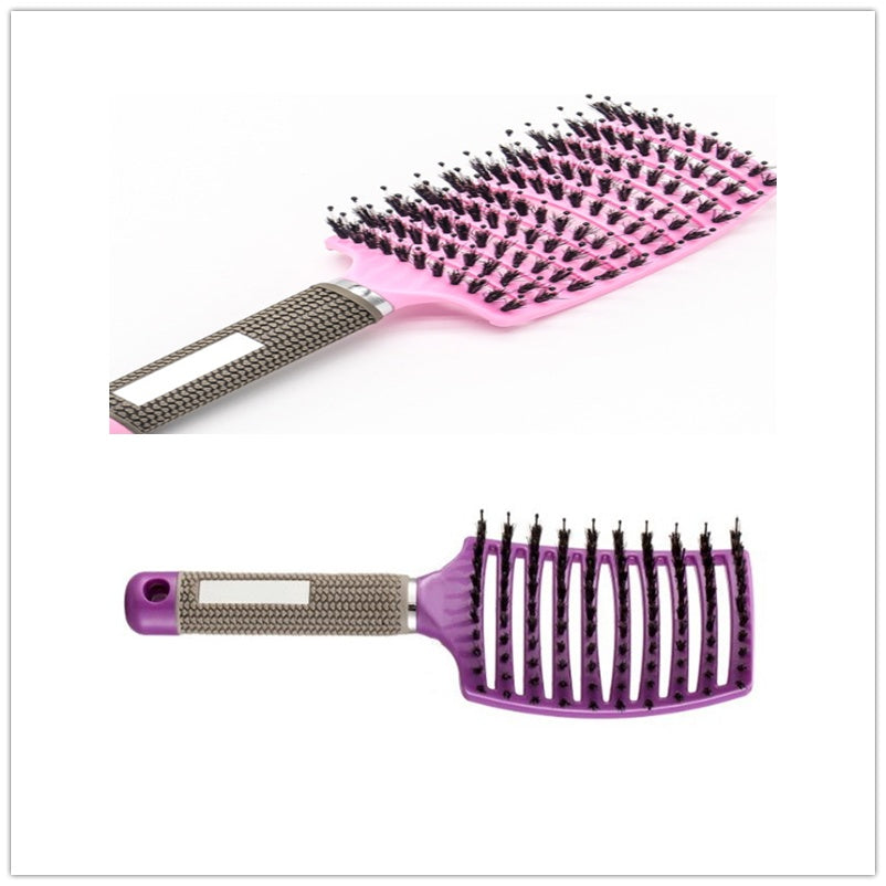 Black HLP Medical Supplies anti-knot hairbrush with nylon bristles, scalp massage features, designed for women’s detangling and styling.