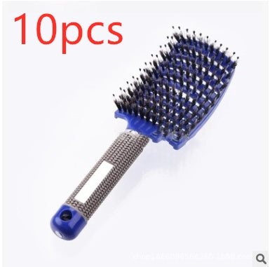 Black HLP Medical Supplies anti-knot hairbrush with nylon bristles, scalp massage features, designed for women’s detangling and styling.