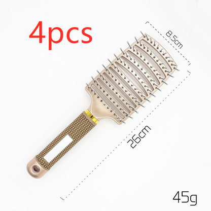 Black HLP Medical Supplies anti-itch hairbrush with nylon bristles, detangling, scalp massage, and teasing features for women.