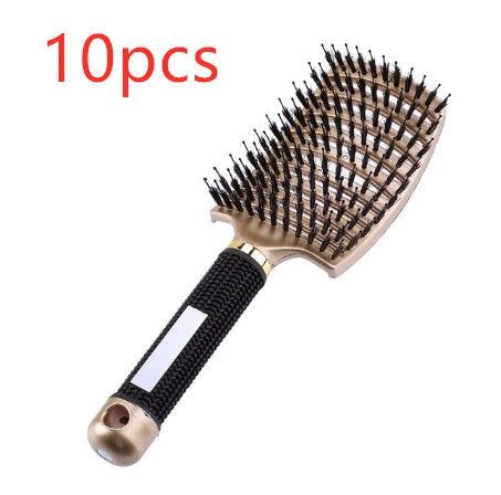Black HLP Medical Supplies anti-knot hairbrush with nylon bristles, scalp massage tips, and detangler design for women.