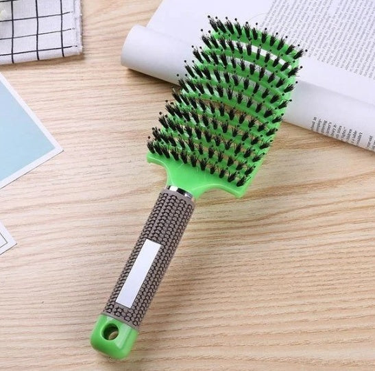 Black HLP Medical Supplies anti-knot hairbrush for women with bristle nylon scalp massage and detangling features.