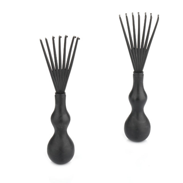 Black HLP Medical Supplies anti-knot hairbrush for women, detangler with nylon bristles and scalp massage features.