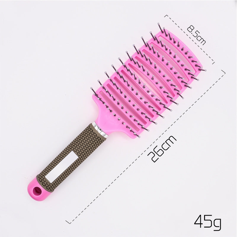 Black HLP Medical Supplies anti-knot hairbrush for women, detangler with nylon bristles and scalp massage features.