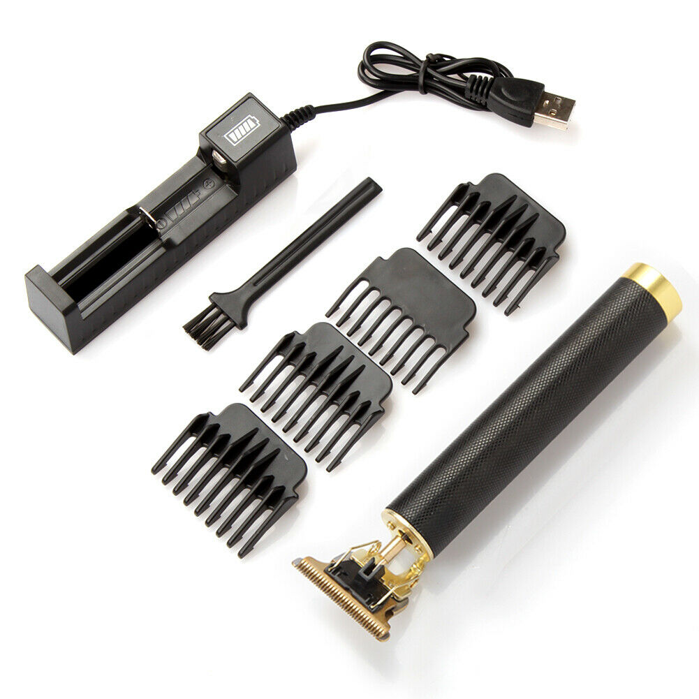 Black USB electric hair clippers by HLP Medical Supplies, rechargeable beard and hair trimmer for professional men's grooming.