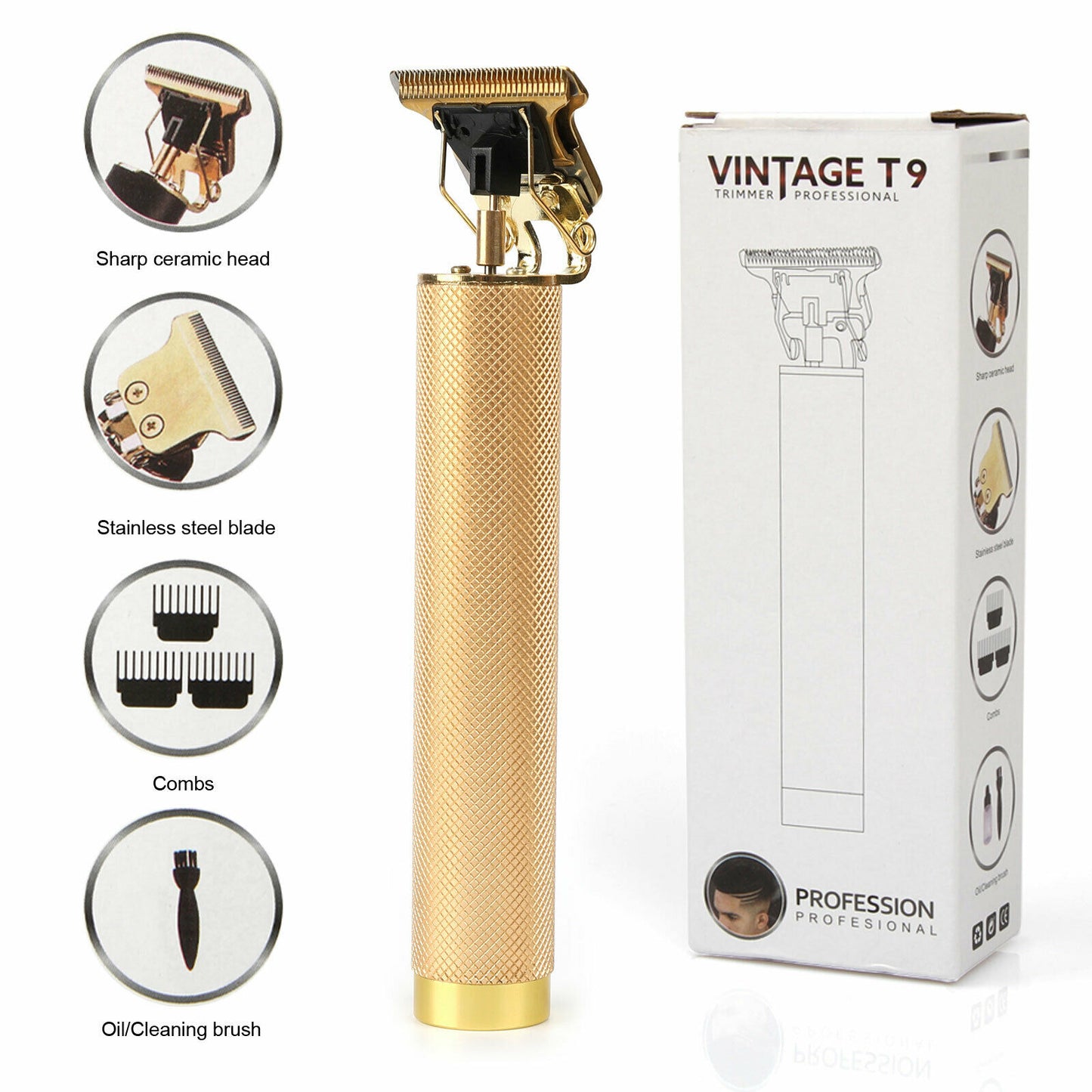 Black USB electric hair clippers and beard trimmer by HLP Medical Supplies, rechargeable professional men's hair cutting machine.