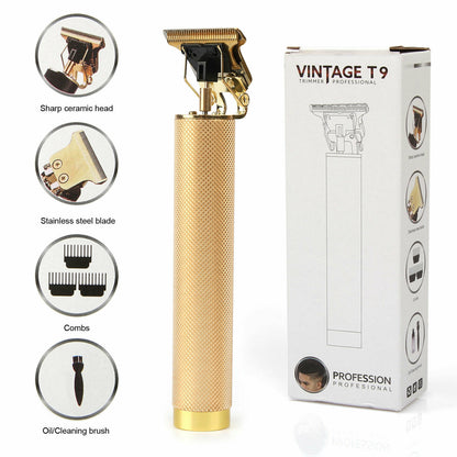 Black USB electric hair clippers and beard trimmer by HLP Medical Supplies, rechargeable professional men's hair cutting machine.