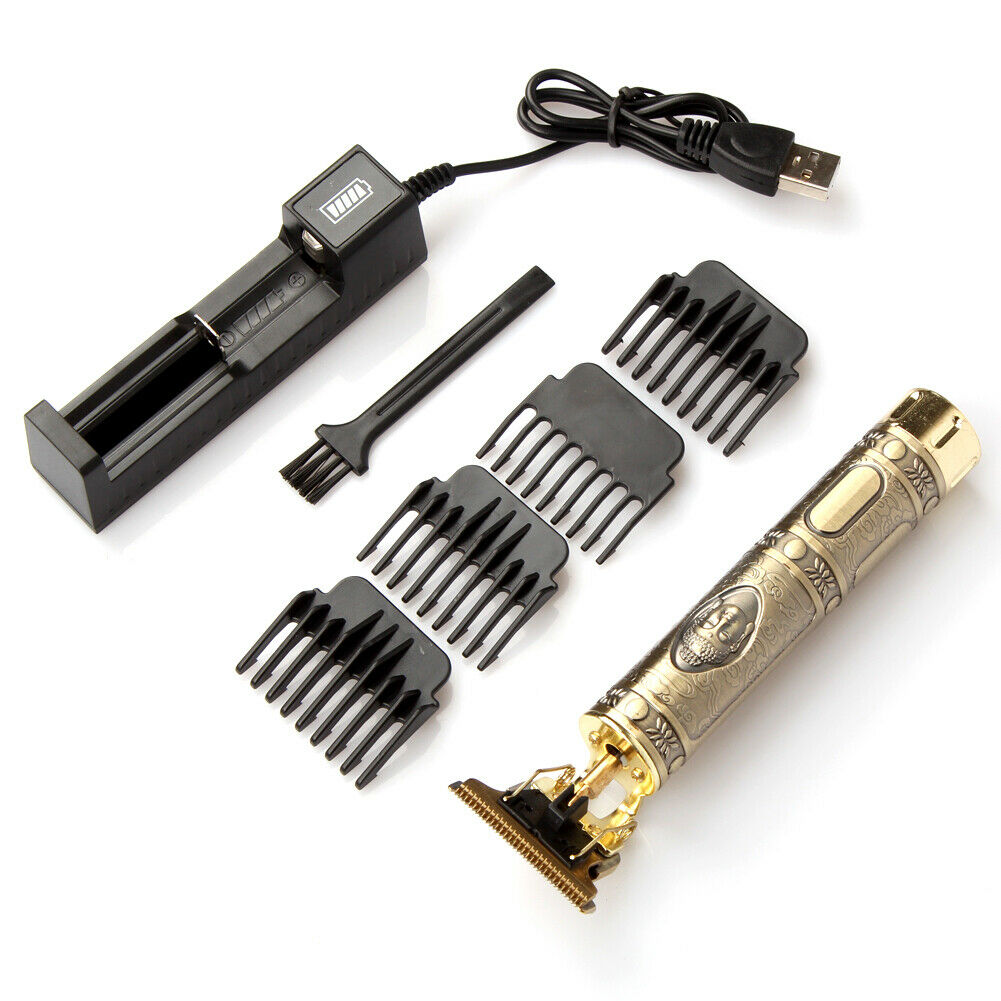 Black USB electric hair clippers by HLP Medical Supplies with rechargeable beard trimmer and professional men's hair cutting machine.