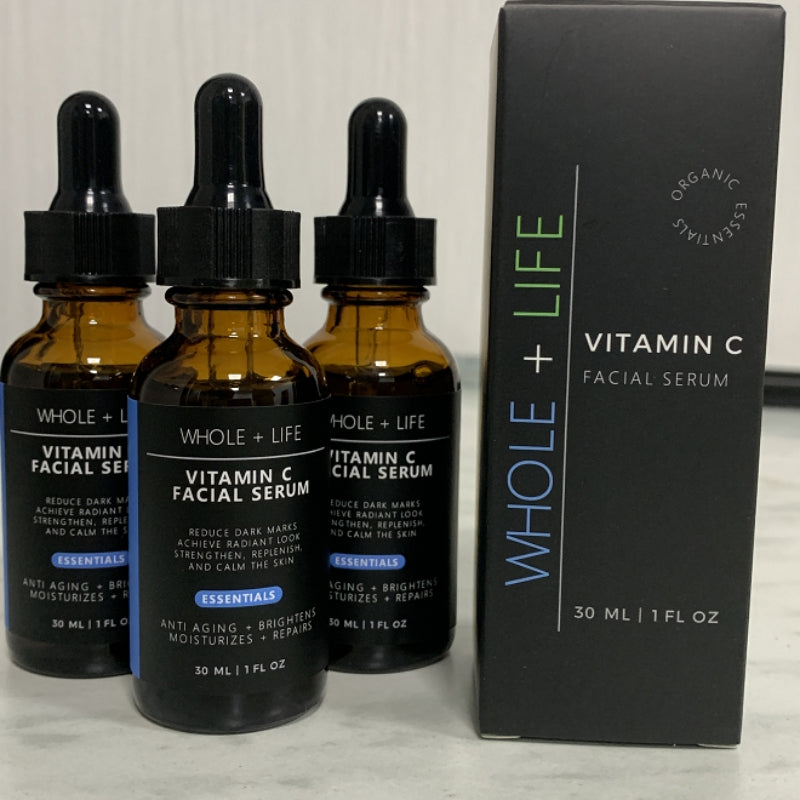 HLP Medical Supplies Vitamin C Facial Serum, a beauty serum for skin brightening and hydration, shown in a clear bottle.