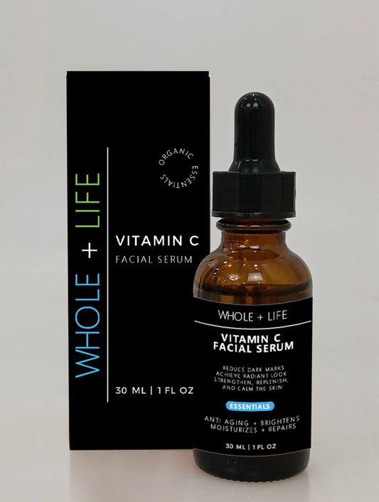 HLP Medical Supplies Vitamin C facial serum bottle for skincare, with dropper applicator and clear packaging showing serum inside