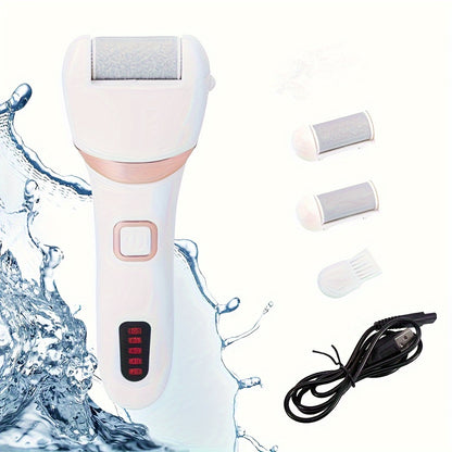 HLP Medical Supplies electric foot grinder and callus remover with 3 roller heads for pedicure, dead skin, and cracked heels.