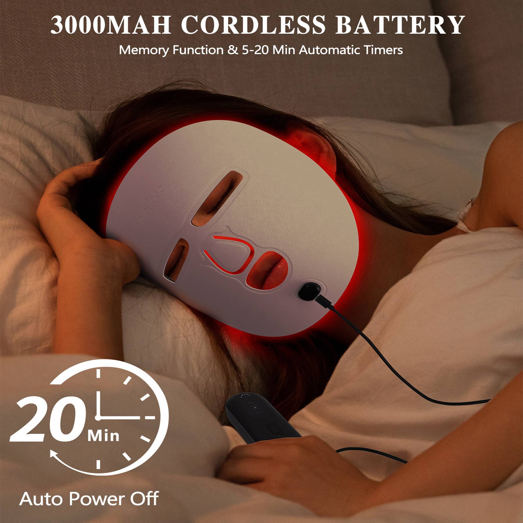 White LED face mask by HLP Medical Supplies for facial care, red light therapy mask ideal for home and travel use.