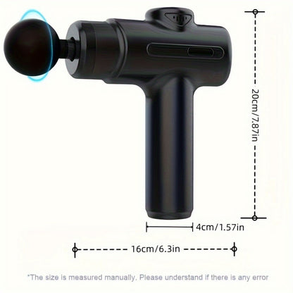 HLP Medical Supplies deep tissue massage gun with 8 heads, handheld recovery device for athletes, black body and back muscle massager