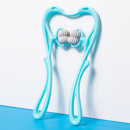 Blue HLP Medical Supplies six-wheel manual neck massager for relief and recovery, featuring a multifunctional roller massage tool.