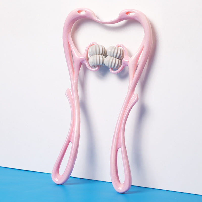 Blue multifunctional manual six-wheel neck massager by HLP Medical Supplies for relief and recovery, featuring roller massage tool design.