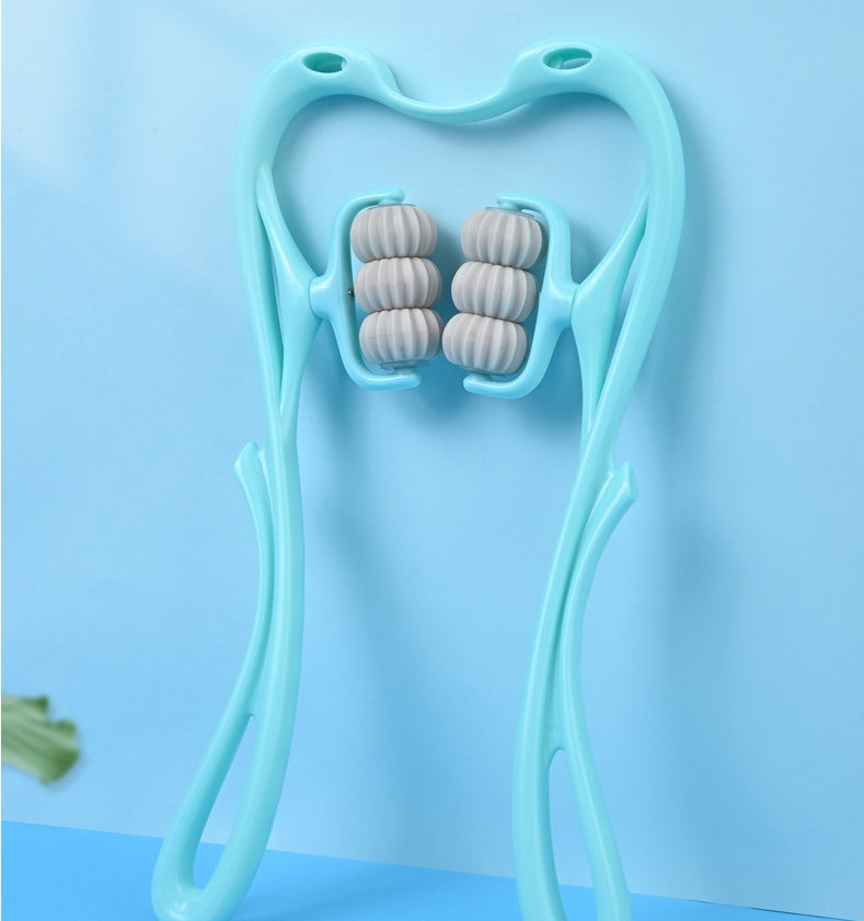 Blue HLP Medical Supplies manual six-wheel neck massager for relief and recovery, featuring a multifunctional roller massage tool.