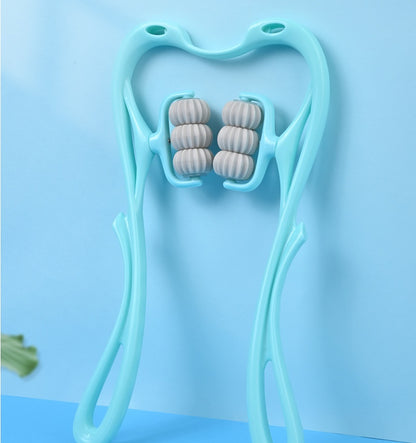 Blue HLP Medical Supplies manual six-wheel neck massager for relief and recovery, featuring a multifunctional roller massage tool.