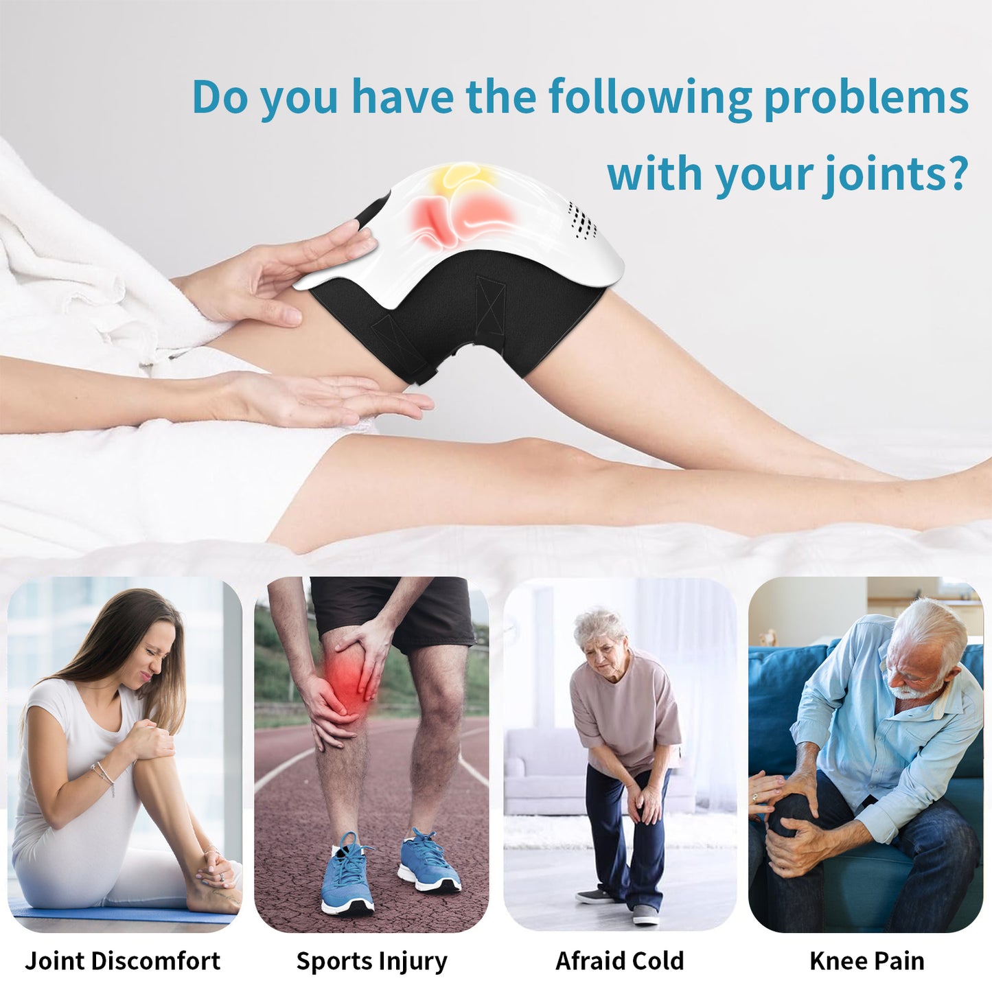 HLP Medical Supplies electric knee massager with heating, infrared, laser, and vibration for pain relief and recovery.