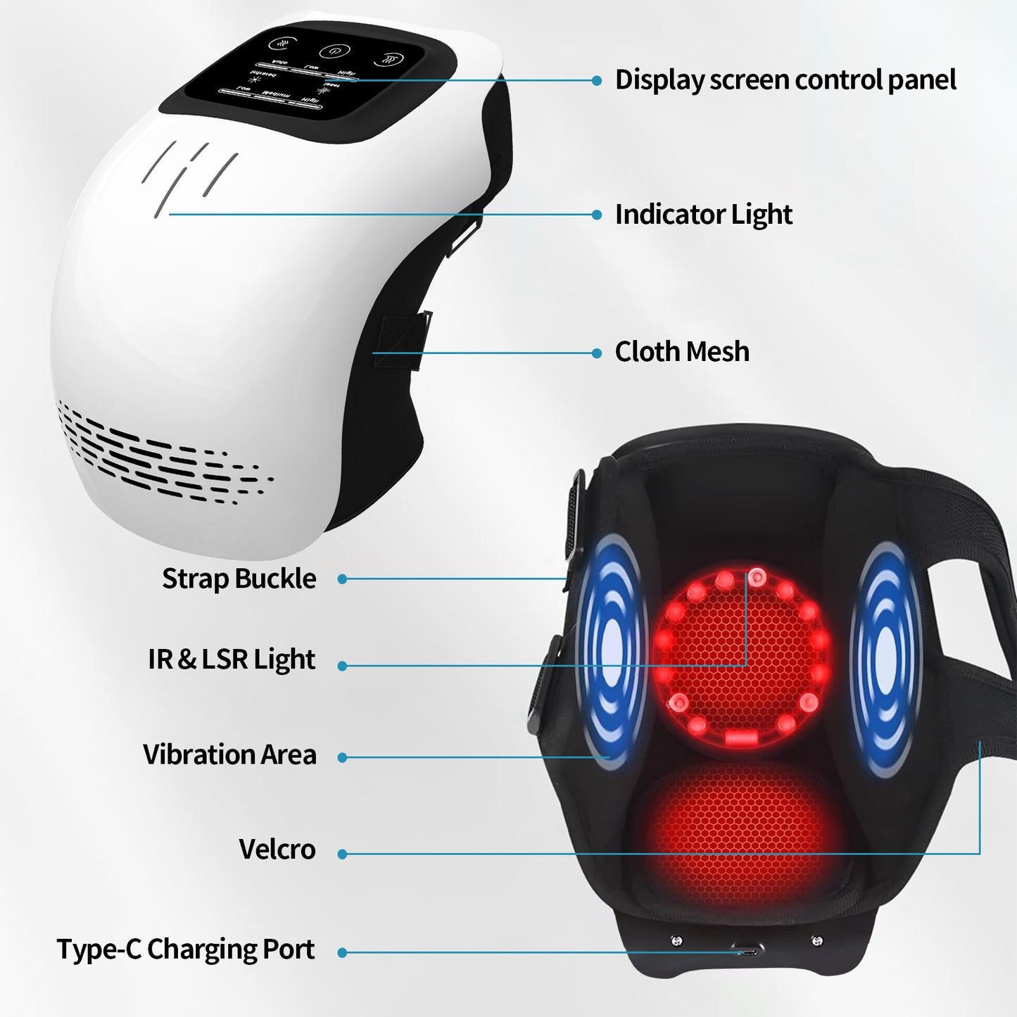 HLP Medical Supplies intelligent electric knee massager with heating, infrared, and vibration for pain relief and recovery.