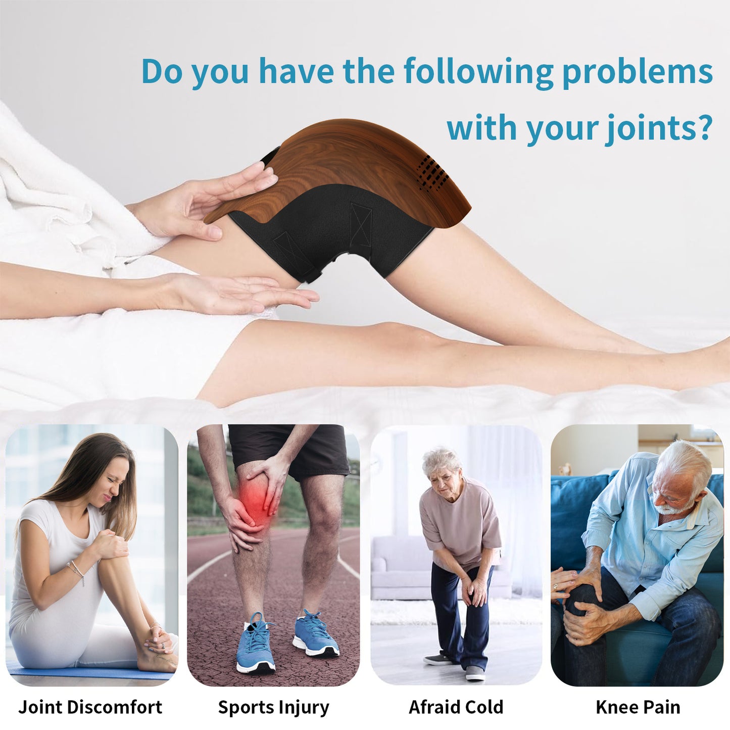 HLP Medical Supplies electric knee massager with heating, infrared, and vibration features for pain relief and recovery.