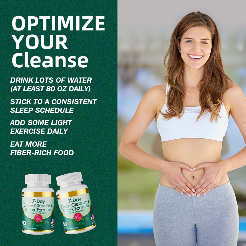 Bottle of HLP Medical Supplies 7-Day Colon Cleanse & Detox Formula capsules, dietary supplement for digestive health.