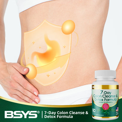 HLP Medical Supplies 7-day colon cleanse and detox supplement capsules, bottle with natural ingredients for digestive health.