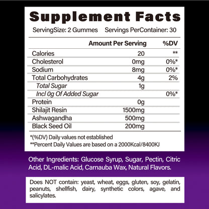 HLP Medical Supplies BSYS Shilajit Gummies supplement bottle with 60 gummies, natural herbal dietary supplement.