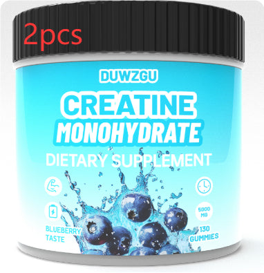 Blueberry-flavored Creatine Jelly supplement by HLP Medical Supplies, showing a close-up of the supplement in its packaging