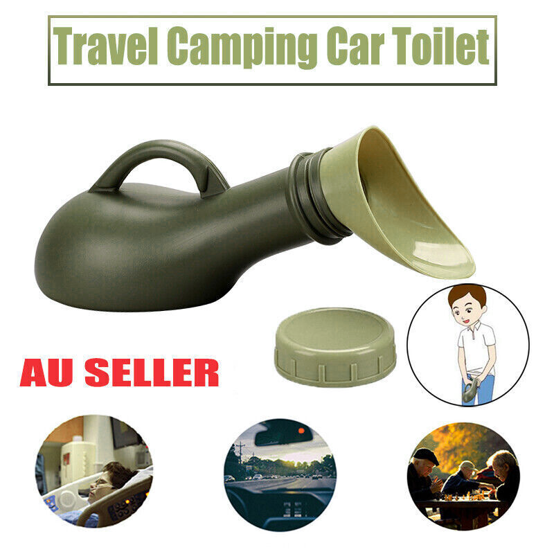 Unisex portable urinal bottle for travel and camping, 1000ml capacity, designed for adult incontinence and emergency use.