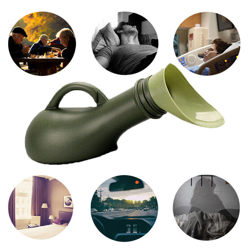 Unisex 1000ml portable urinal bottle for travel, camping, and emergency use, designed for adult incontinence care by Hlpmedical.