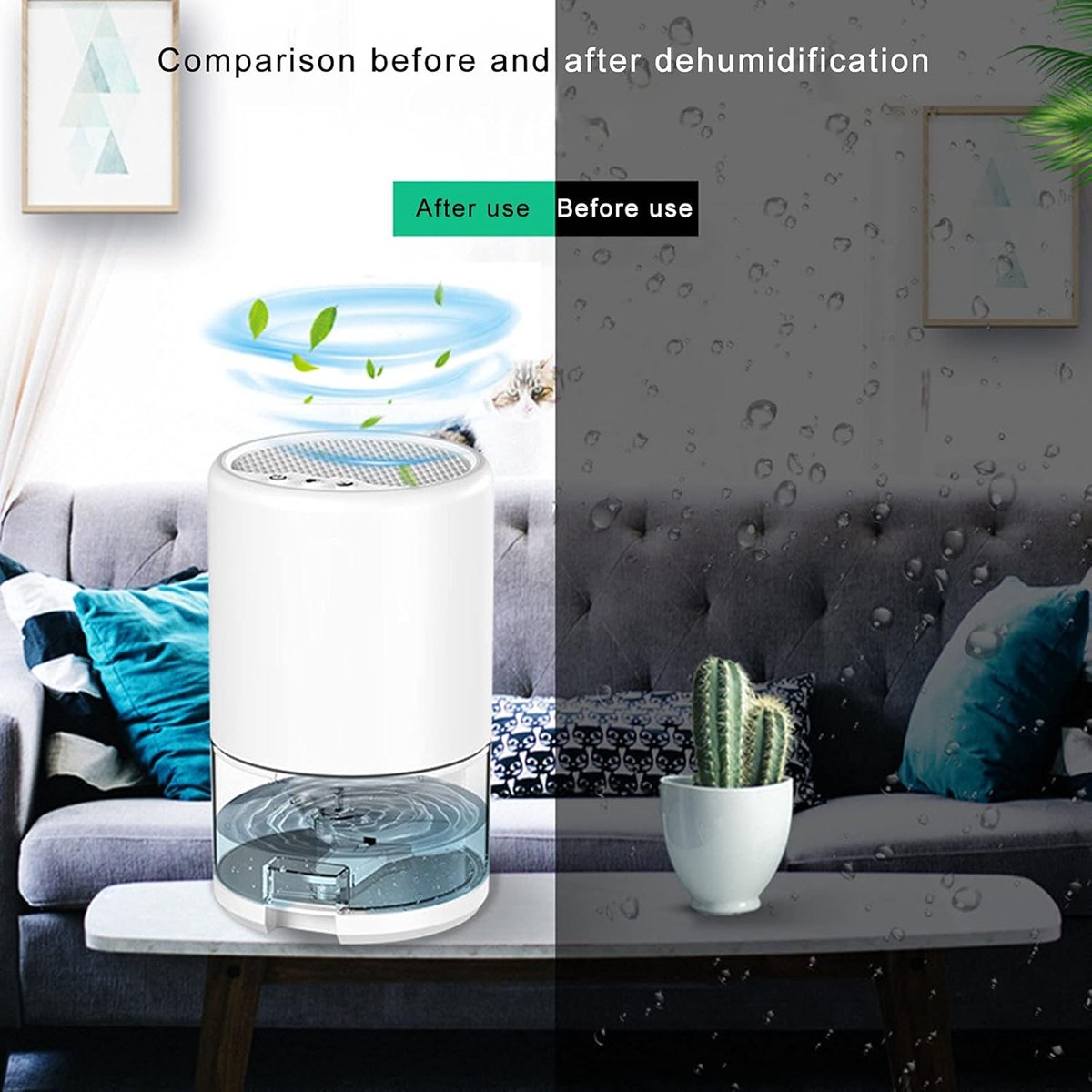 Hlpmedical small black dehumidifier with water tank, portable ultra-quiet design, Smart Sleep Mode, and 3L/h moisture removal.