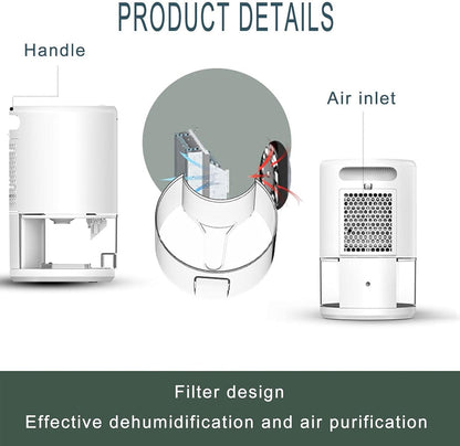 Hlpmedical small black dehumidifier with 1L water tank, portable, ultra-quiet, smart sleep mode, suitable for home moisture control.