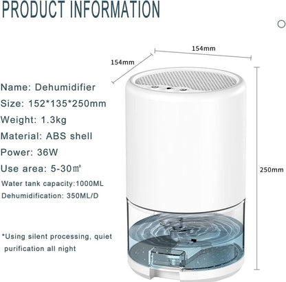Black Hlpmedical small portable dehumidifier with smart sleep mode, 3L/h capacity, 1L water tank, ultra-quiet operation.