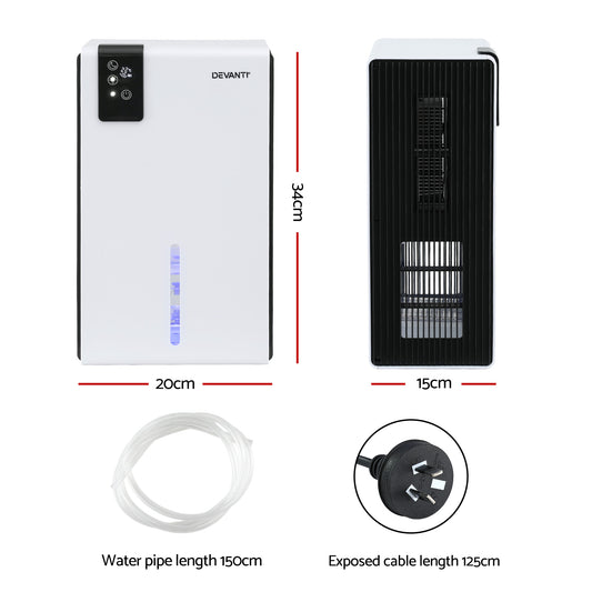 DEVANTI 2000ml portable dehumidifier from Hlpmedical, quiet moisture absorber ideal for home and bedroom use with remote control