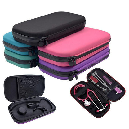 Blue Hlpmedical stethoscope hard storage box for secure, protective storage of medical stethoscopes.