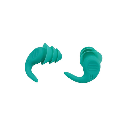 Green Hlpmedical 5-pair set of ergonomic silicone earplugs for swimming, sleep, and noise cancellation, waterproof and reusable.