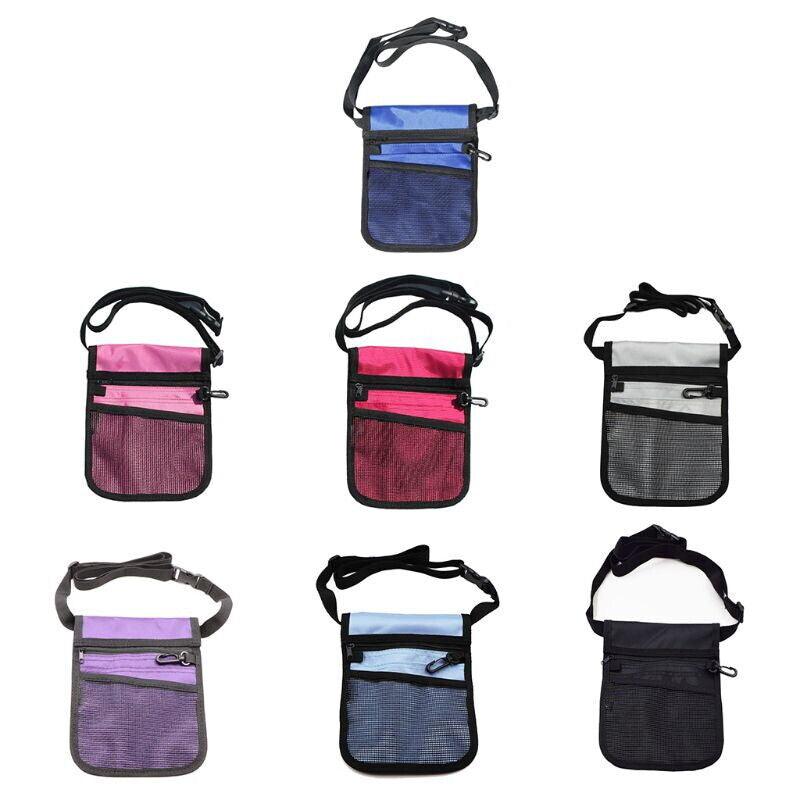 Light blue nurse pouch waist bag by Hlpmedical with multiple pockets and keyring, designed for medical tool organization and convenience.