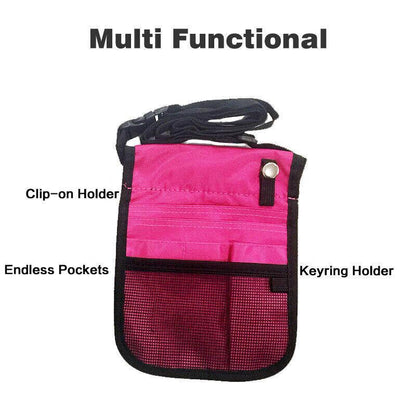 Light blue nurse pouch waist bag with multiple pockets and keyring, designed for medical tool organization and men's accessories.