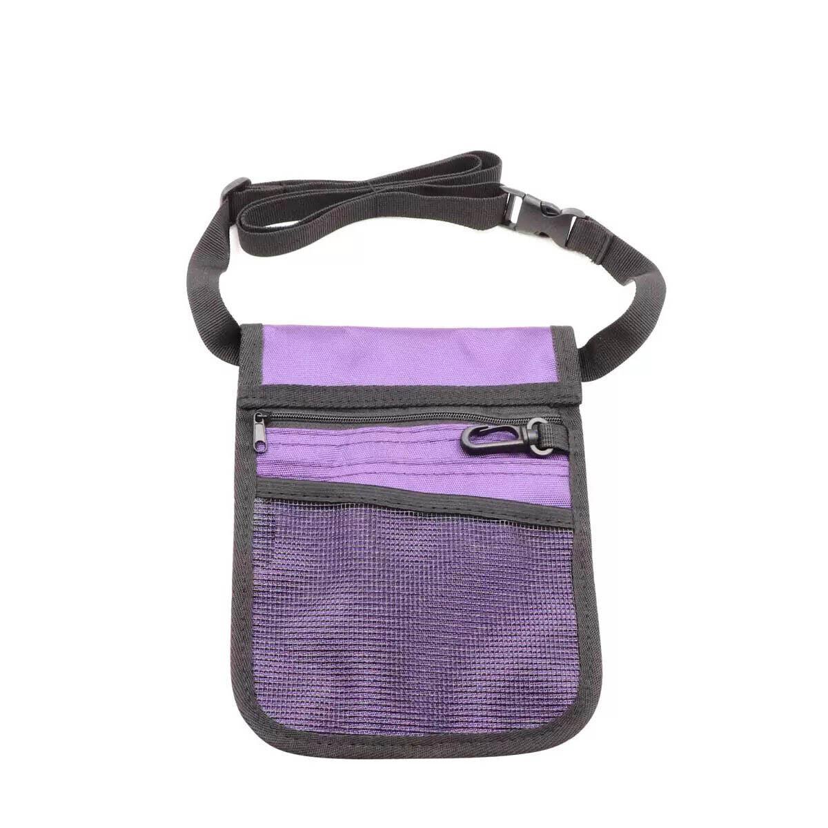 Light blue nurse pouch waist bag by Hlpmedical with multiple pockets and keyring, designed for medical tool organization.