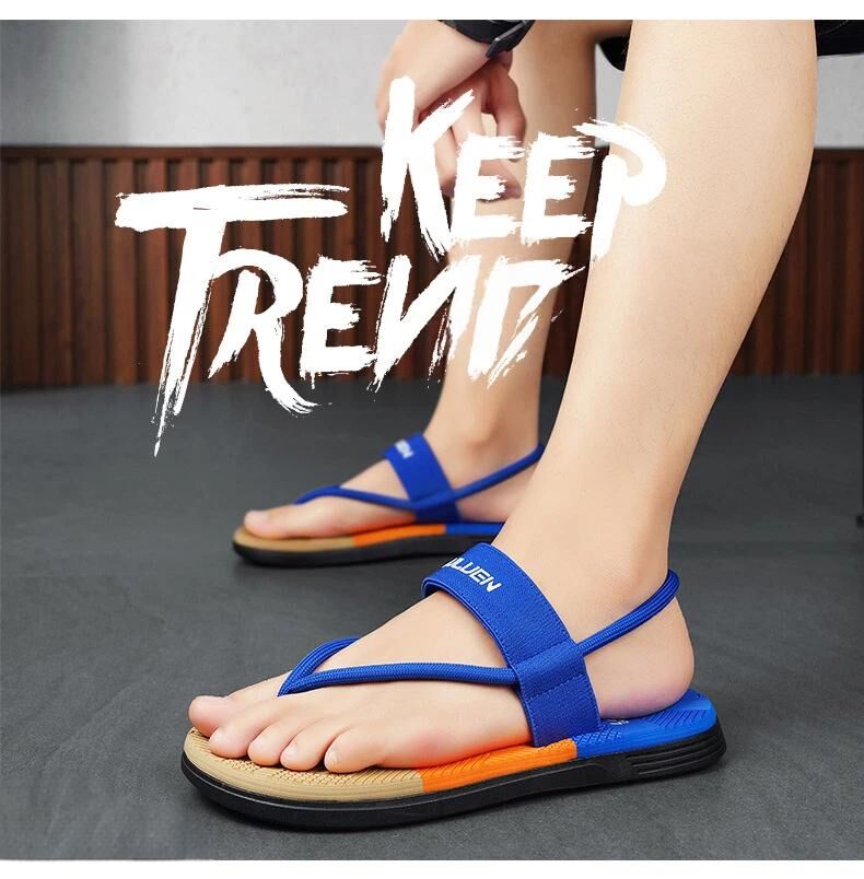 Royal blue EVA lightweight thick-sole beach slippers for men, casual and sports, by Hlpmedical.