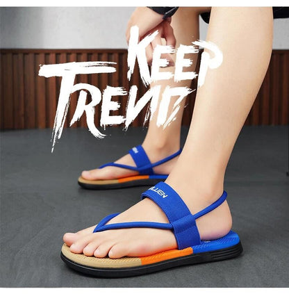 Royal blue EVA lightweight thick-sole beach slippers for men, casual and sports, by Hlpmedical.