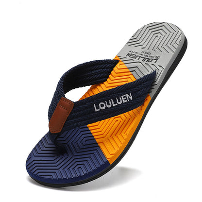 Blue men's flip flops with EVA-PVC dual sole, comfortable and stylish for summer beach and daily wear, size 43.