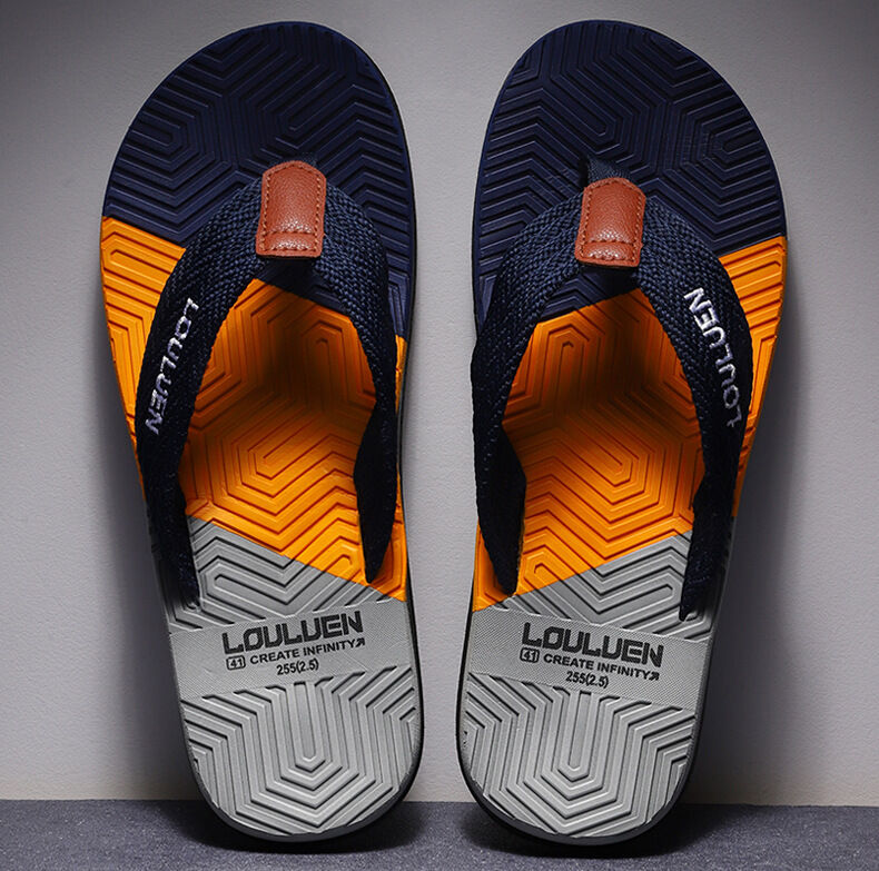 Men's blue flip flops with EVA-PVC dual sole, Hlpmedical brand, designed for comfort and style for summer beach and daily wear.