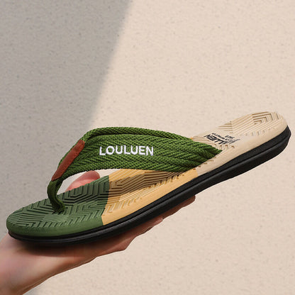 Men's green flip flops with EVA-PVC dual sole, stylish and comfortable for summer beach and daily wear, size 41.