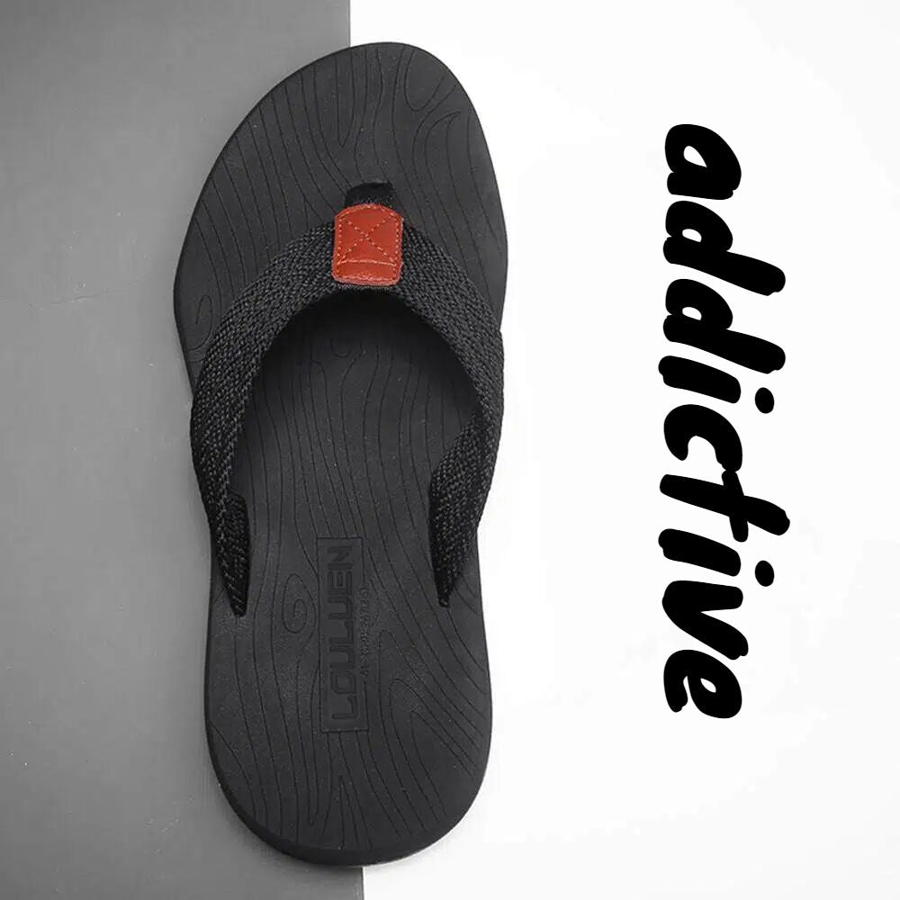 Men's outdoor non-slip flip flops by Hlpmedical, black EVA beach sandals with thick soles, lightweight and suitable for casual or sports wear.