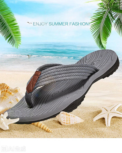 Men's outdoor non-slip flip flops by Hlpmedical, black EVA lightweight thick-sole beach sandals for casual and sports use.