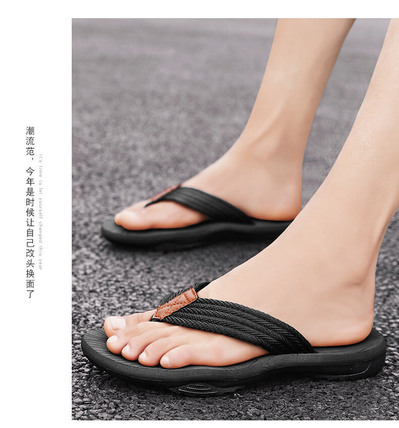 Men's outdoor non-slip flip flops by Hlpmedical in black, lightweight EVA thick sole beach sandals for casual and sports wear.
