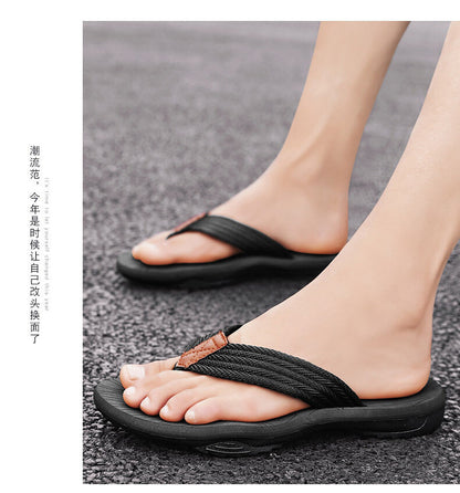 Men's outdoor non-slip flip flops by Hlpmedical in black, lightweight EVA thick sole beach sandals for casual and sports wear.